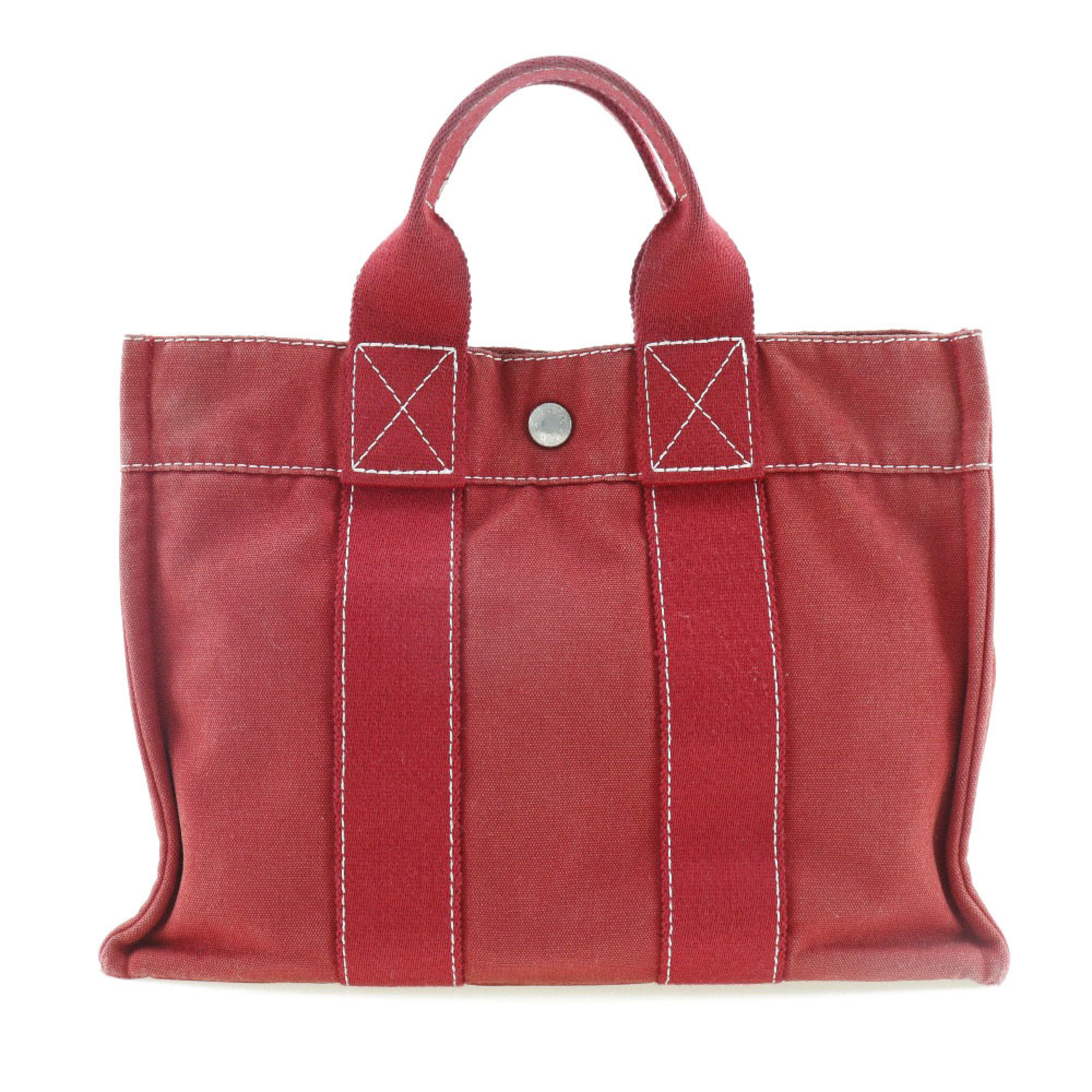 Hermes Sack Four Toe Pm Handbag Cotton Red Unisex